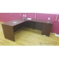 Mahogany L-Suite Desk w/ Single 3 Drawer Pedestal 72x79 inch